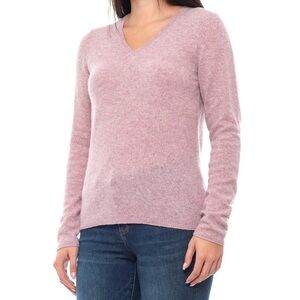 Tahari Soft Purple V-Neck Cashmere Sweater Iris Heather Sz Medium Feminine